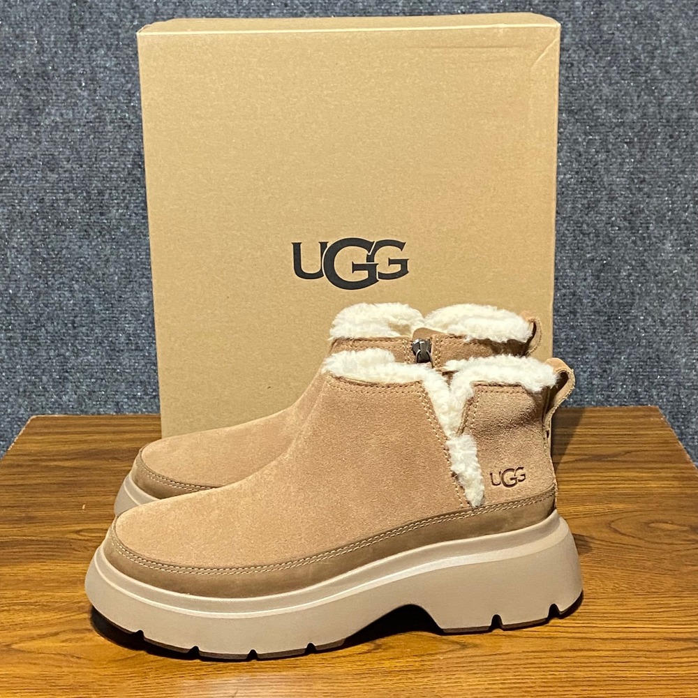 UGG Calimuze Ultra Mini Slip On‎ Chestnut Suede Platform Lug Boot 1174495 Size 7